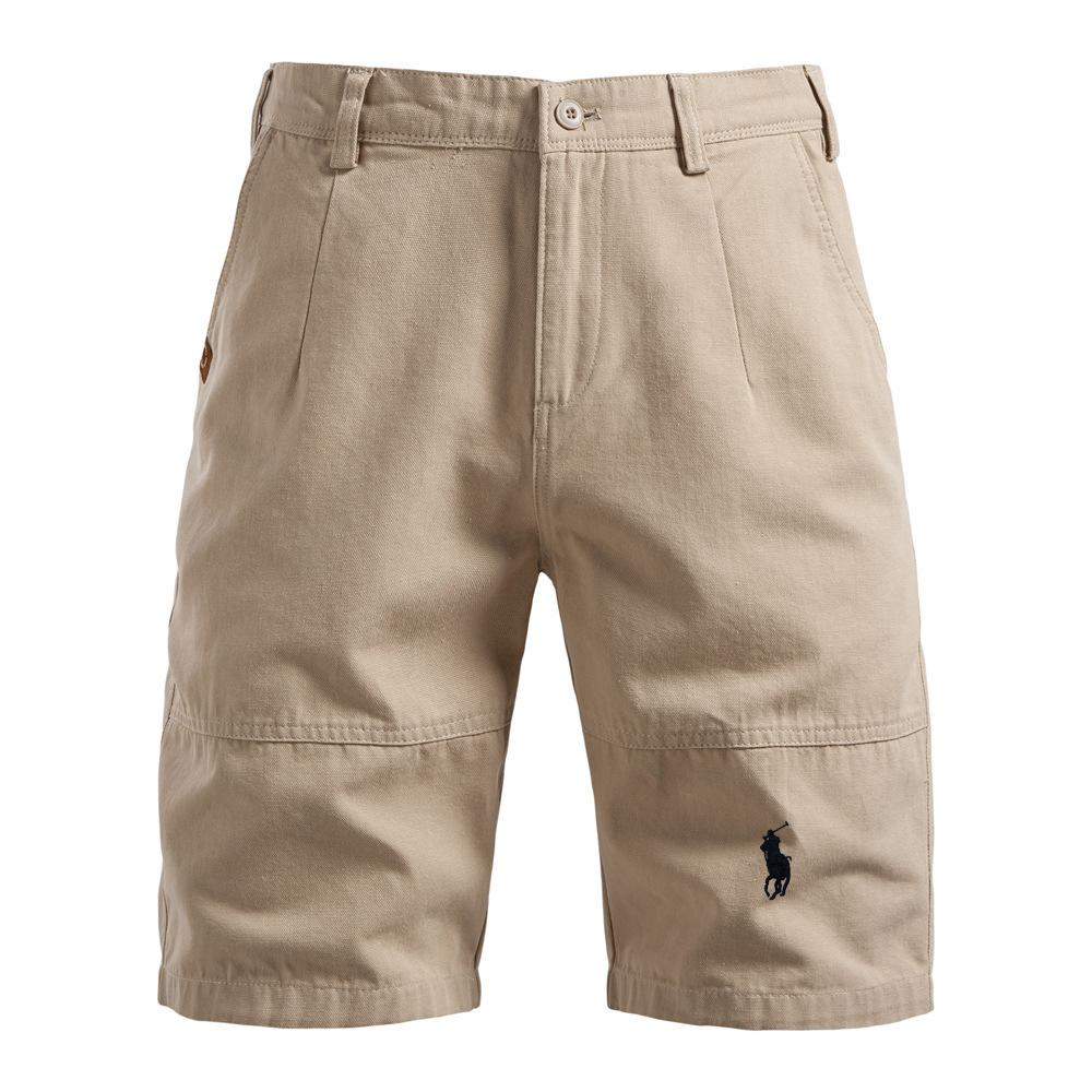 

Polo Ralph Lauren Летние Новые Вышитые Повседневные Мужские Шорты из Чистого Хлопка Прямого Покроя Брюки Пять Четвертей Однотонные Универсальные Рабочие Шорты XXL