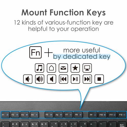 ELECOM Keyboard Wireless (Receiver Included) Membrane Thin Compact Keyboard with Mouse Black TK-FDM109MBK