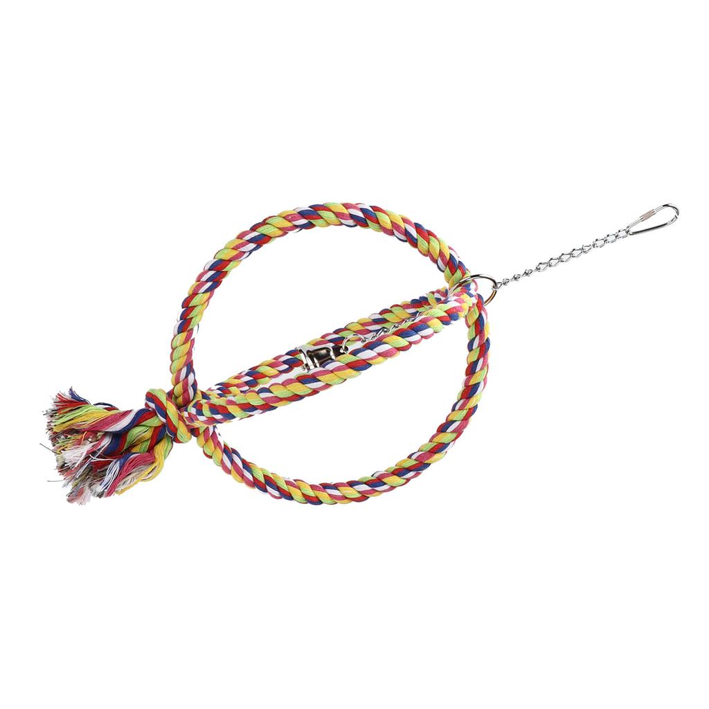 Parakeet Bird Ring Toy Cotton Rope Stainless Steel Wire Circle Ring for Pet Climbing Swing