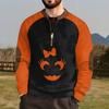 Halloween-Print - Herren Lockerer, Lässiger, Vielseitiger Rundhals Mehrfarbiger Pullover-Hoodie