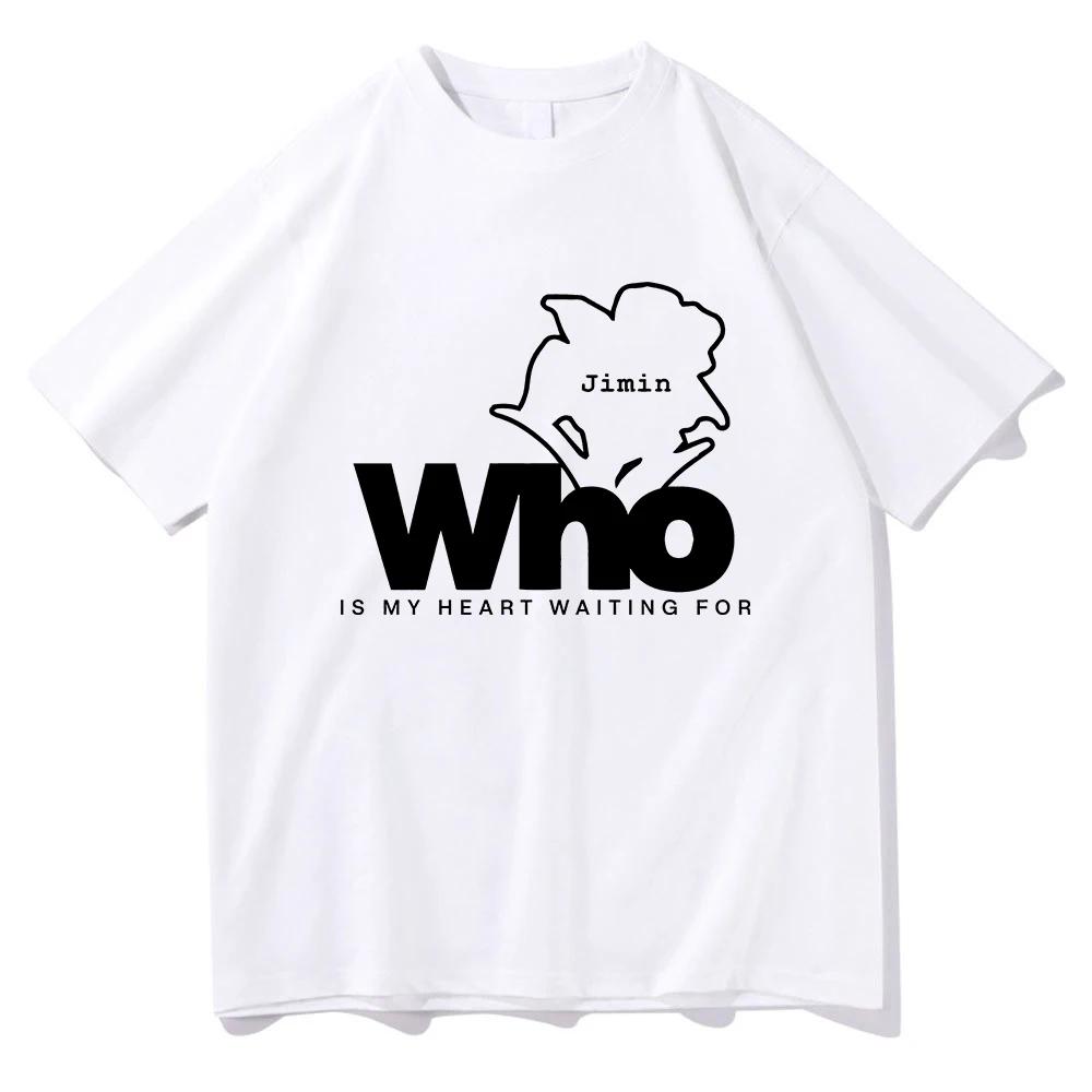 Jimin Muse Kdo Tričko Nová Móda Dámské Potisk Písmen Je Mé Srdce Čeká na Tričko Dámské Retro Tričko Korejský Y2k Top