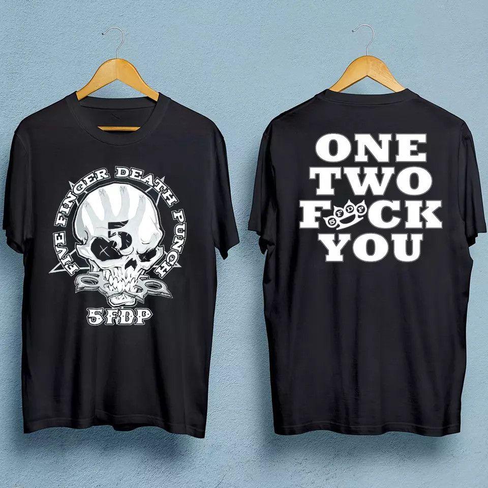 Unisex Shirt Cotton Oversize Large Size Five Finger Death Punch BAND Black Short Sleeve