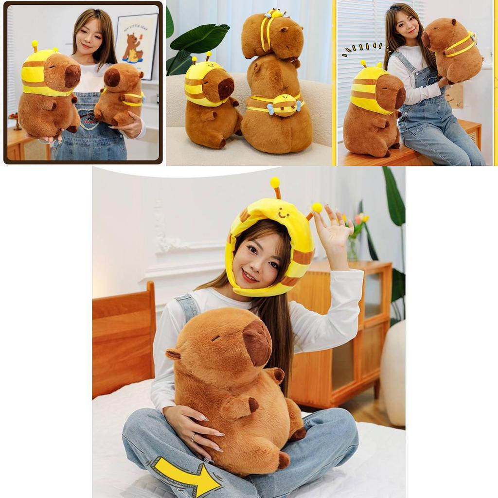 Cute Adorable Capybara Plush Toy With Bee Hat Perfect For Birthday Gifts And Collecting