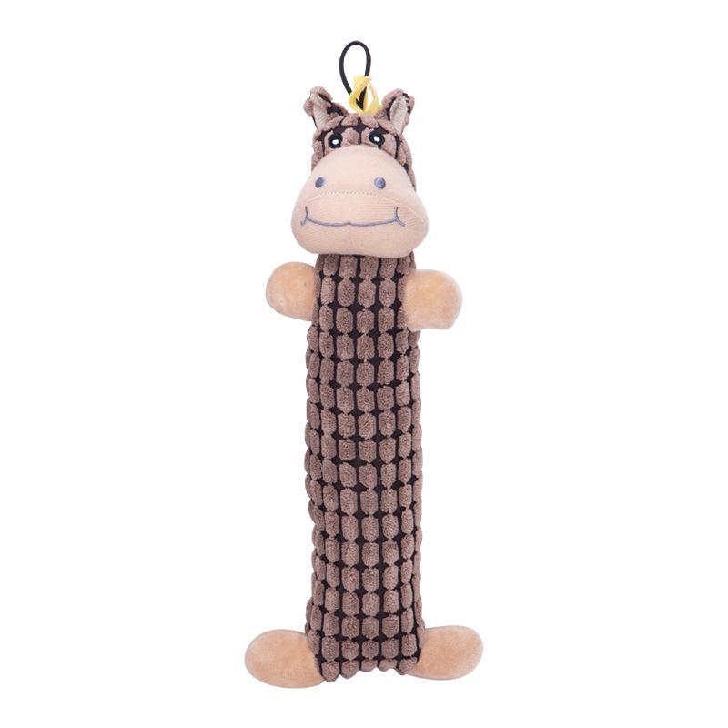 

Corduroy Hippo Plush Dog Toy, Squeaky Stuffed Animal Chew Toy for Small Medium Dogs, Interactive Pet Play Gift коричневий
