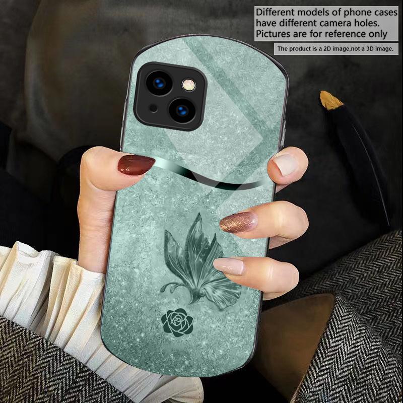 Vol Oosterse elegantie Voor iPhone 17 Air 16 15 14 Pro 13 Plus 12 mini 11 Pro Max XR X 7 8 Elliptisch Gehard Glas Telefoonhoes