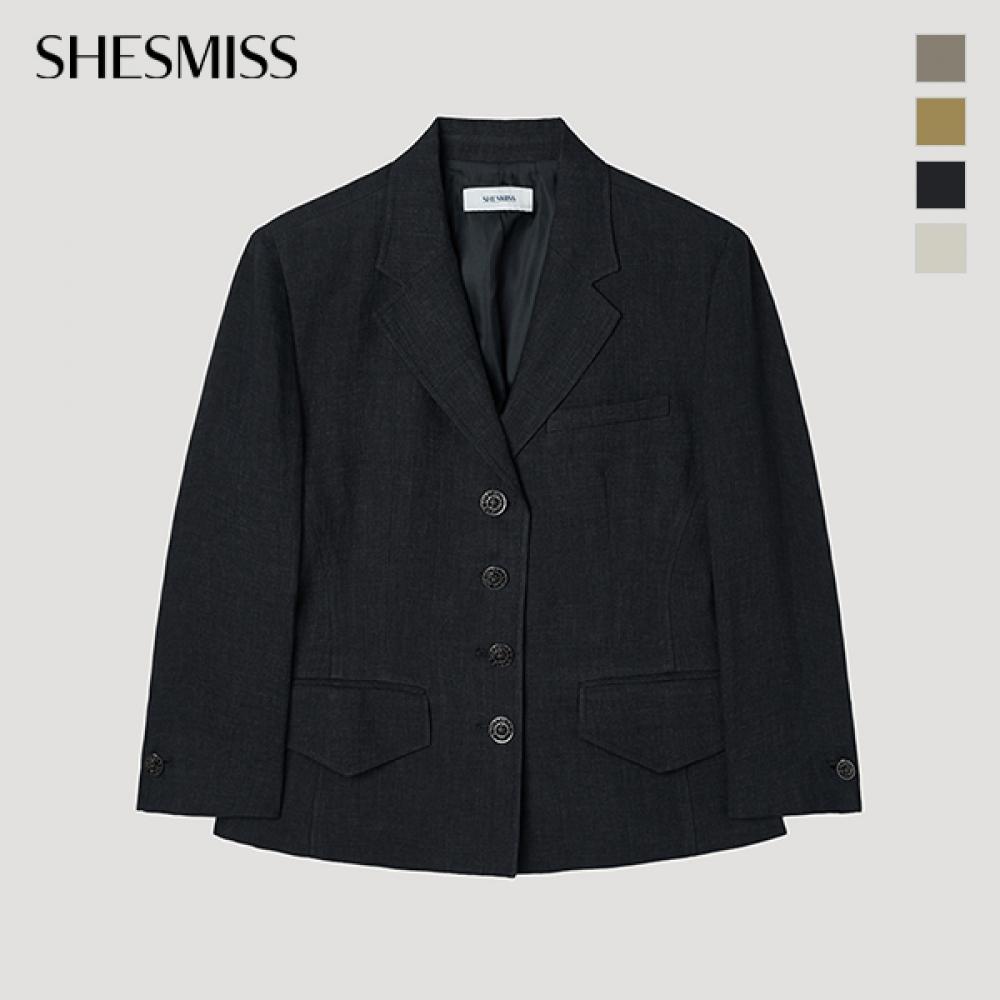 [shs Miss] Short Sleeve Linen Slim Fit Jacket Swwjkp22160