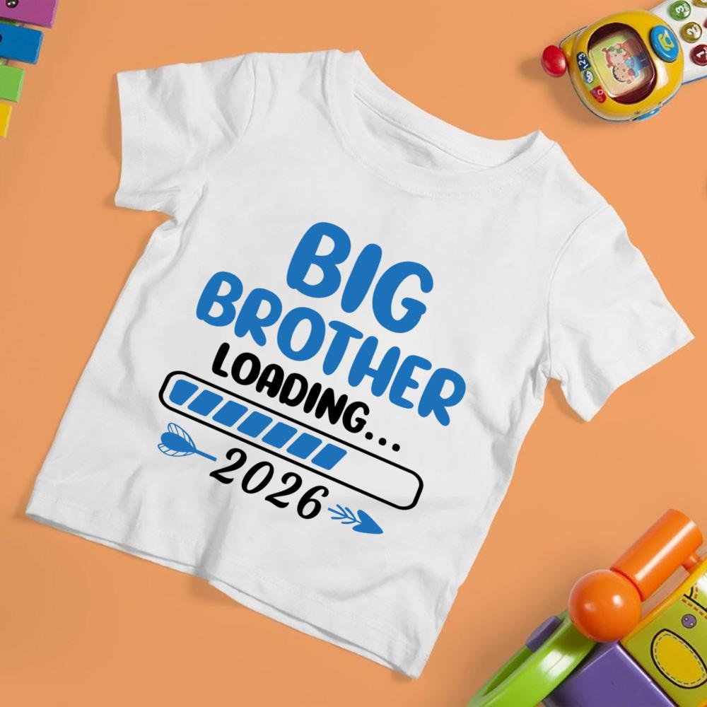 Big Brother Big Sister Carregando 2026 Camiseta Infantil Estampada Camisas de Verão para Crianças Roupa de Manga Curta Camiseta Roupas de Anúncio de Bebê