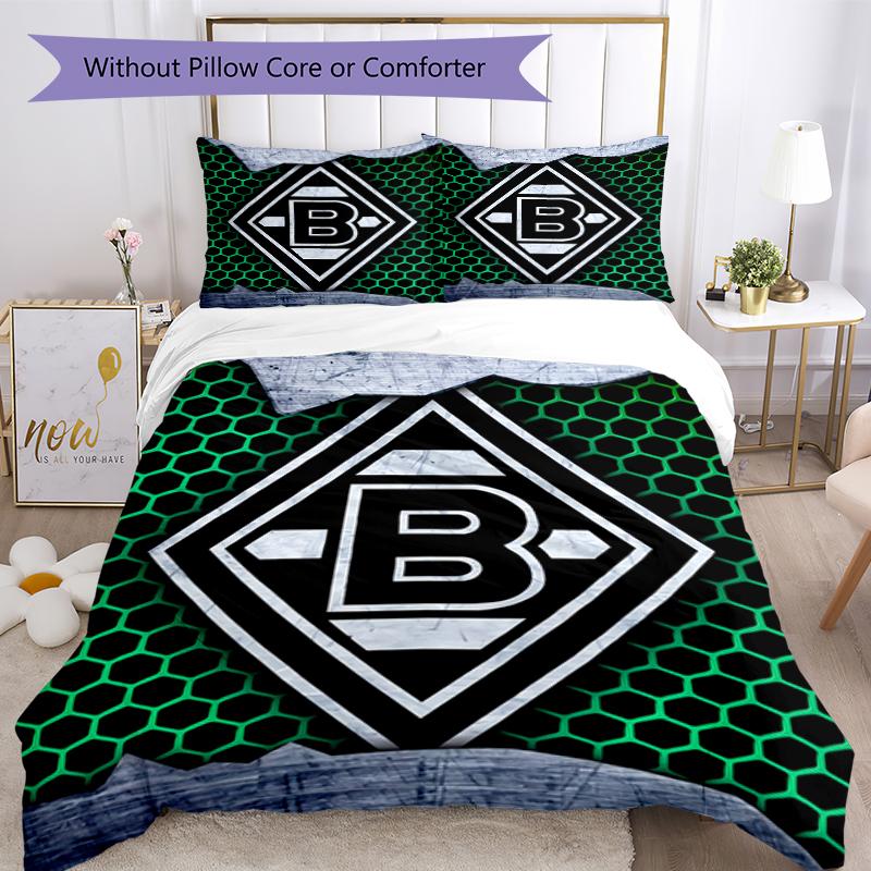 3pcs Borussia Mönchengladbach LOGO pattern bedding set duvet cover set includes duvet cover &pillowcases, perfect all season bedroom decoration & gift