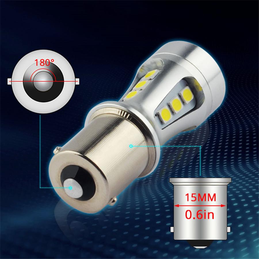 2X1156 Led Ba15S P21W S25 18Led 3030 Chips 6000K White Drl Car Brake Lights Back Light Bulb Light