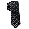 Barry Wang Men Tie Hankerchief Cufflinks Set Black White Snowflake Cartoon Pattern Christmas Atmosphere Tie