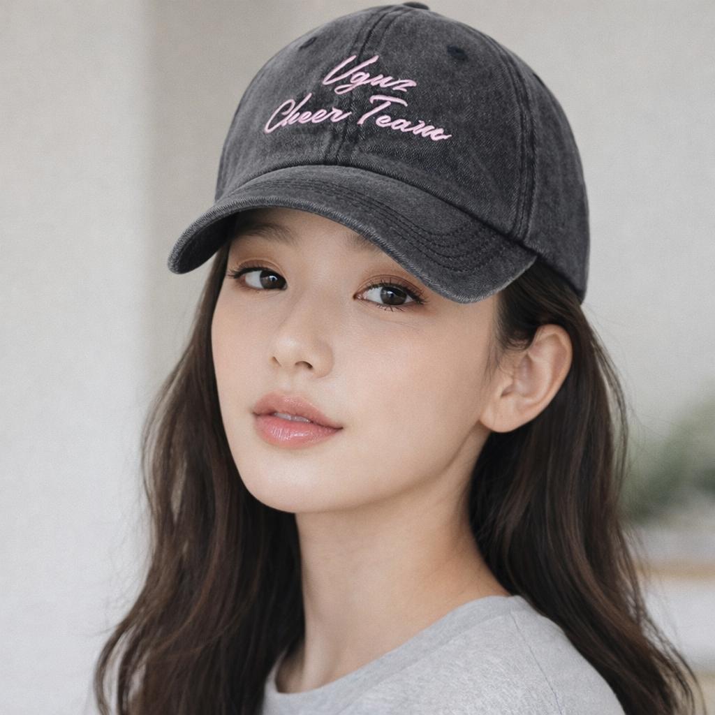 Vintage Wash Denim Baseball Cap BLACK