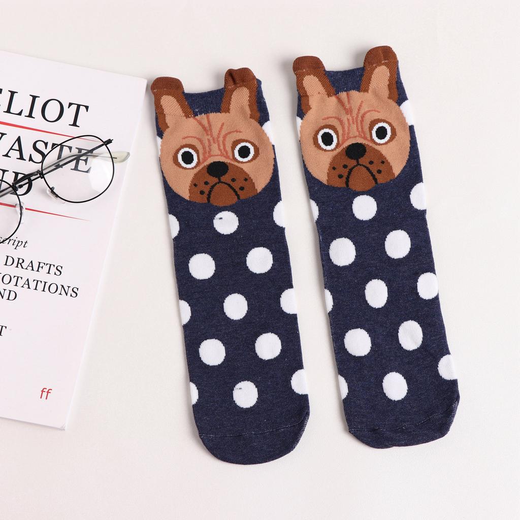 Women Socks Animal Cartoon Dog Lolita Kawaii Cute Socks College Style School Students Breathable Cotton Middle Tube Socks Gifts