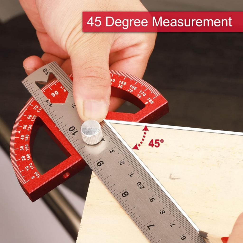 8/12Inch 180° Protractor Aluminum Alloy / Plastic Angle Finder Angle Ruler Woodworking Tools Measuring Ruler Meter Goniometer