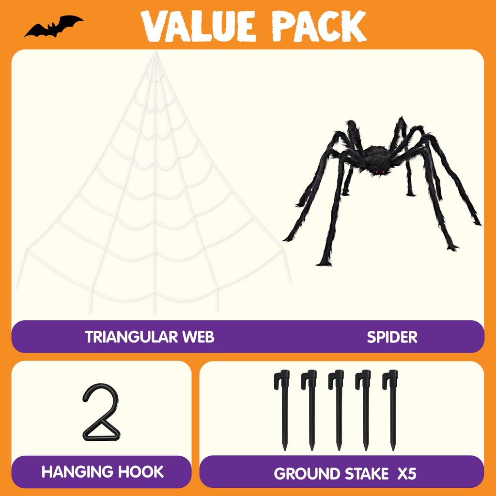 Joyfy Halloween Decorations Giant Spider Web Fake Spiders Indoor Outdoor 59 with 400 Sqft for Entertaining Play Safe Kid Friendly Fun
