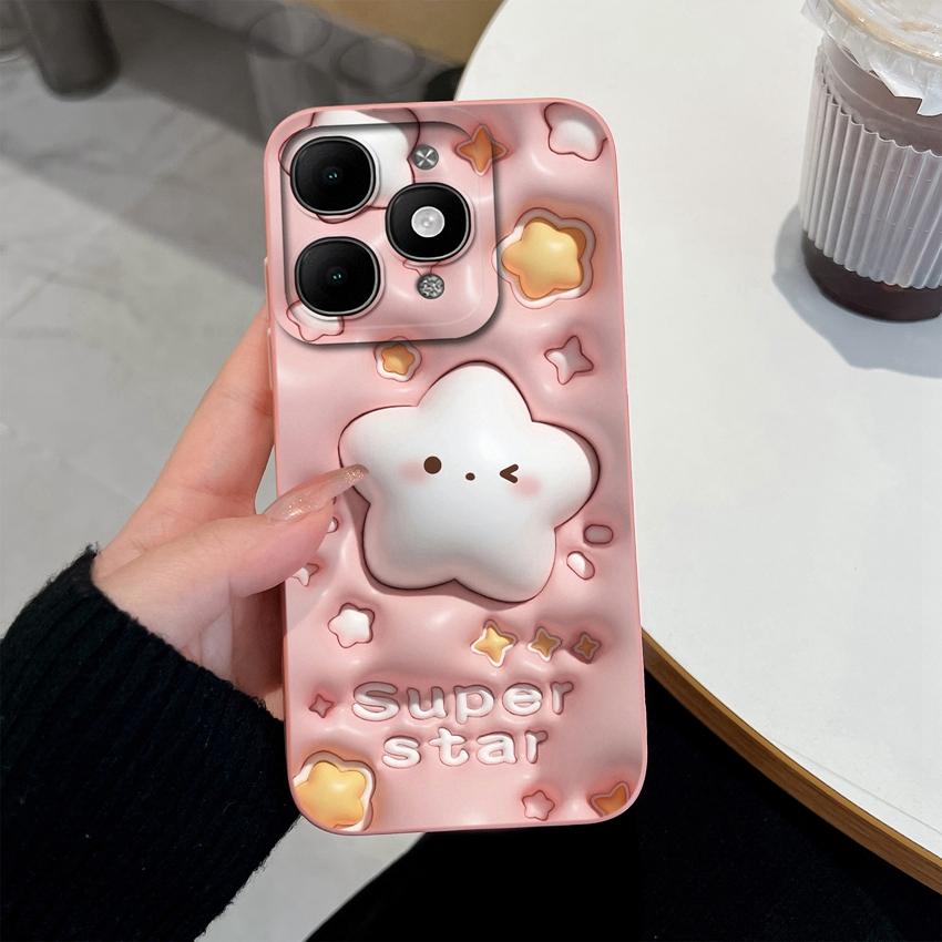 For itel A90 A50C A80 P60 S25 Ultra Power 70 Phone Cover Pretty Flower Pattern Smooth Liquid Silicone Screen Protector Shockproof Case For itel Casing