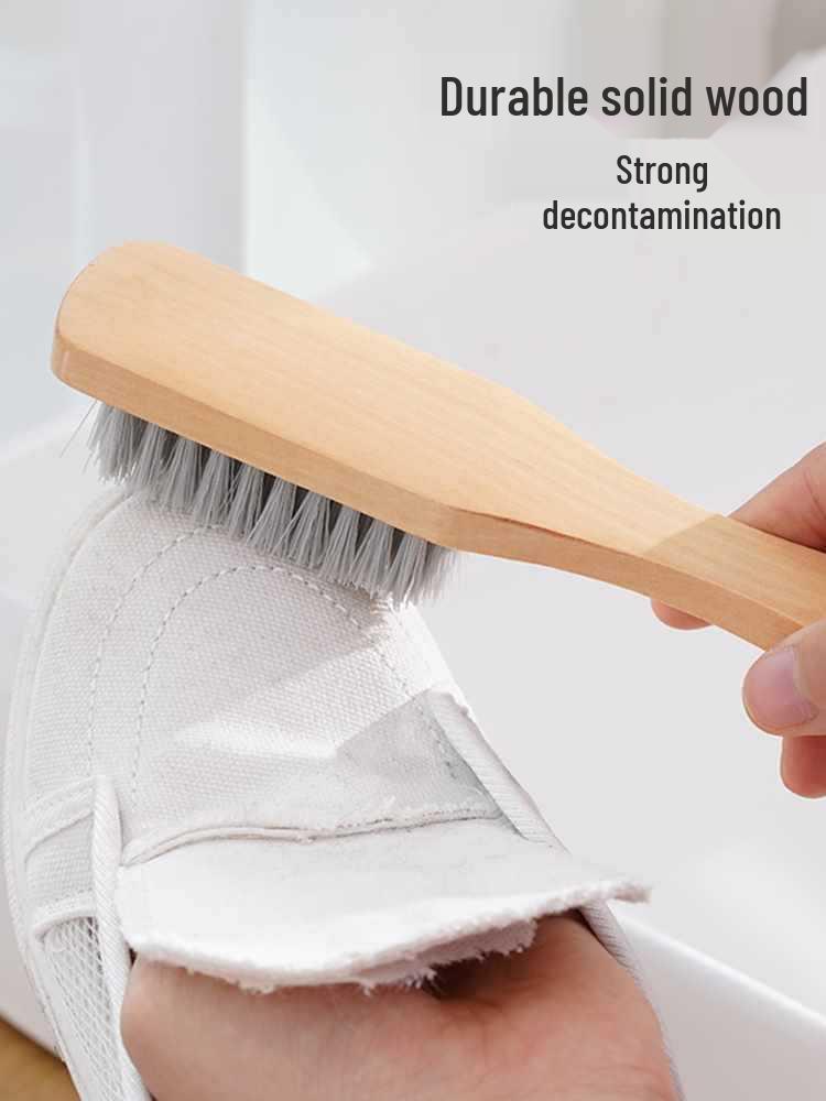 Multi-Purpose Hard Bristle Shoe Brush with Solid Wood Handle