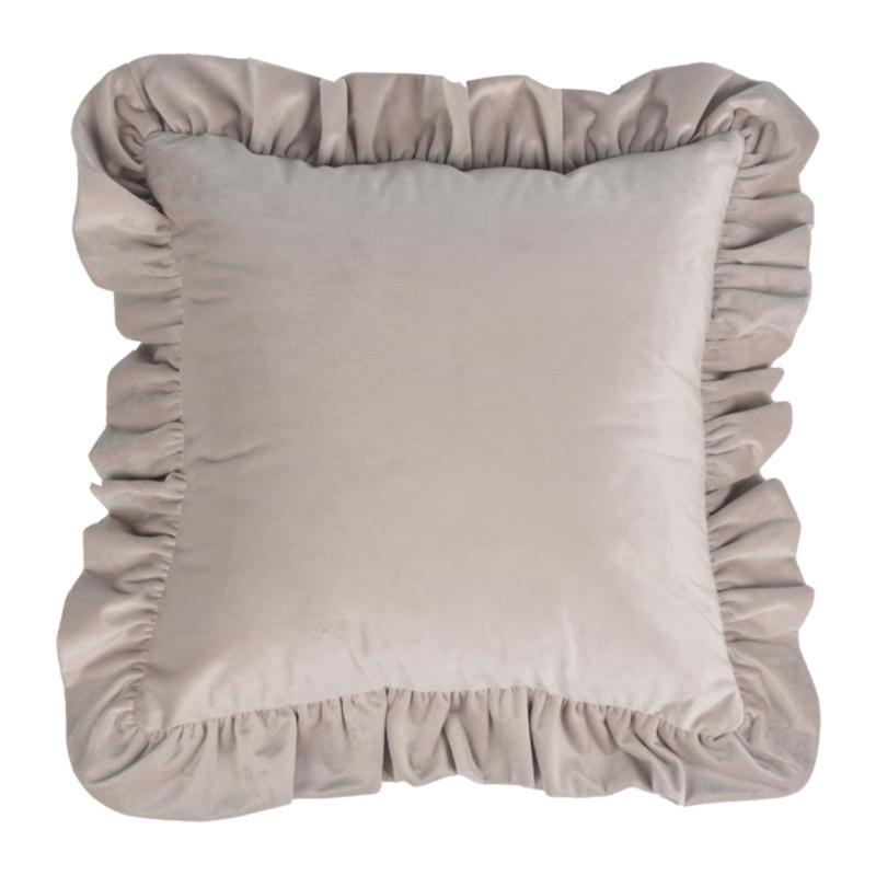17.7In/19.7in Pillowcase Square Ruffled Pillow Sham Velvet Wrinkle Resistant Zippered Sofa Bedroom Decoration