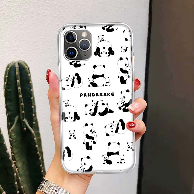 Cartoon Cute Panda Bear For iPhone 17 Air 16 15 14 Plus 13 Mini 12 11 Pro Max Phone Case 16E 7 Print 8 SE Fundas Cover Soft Coqu