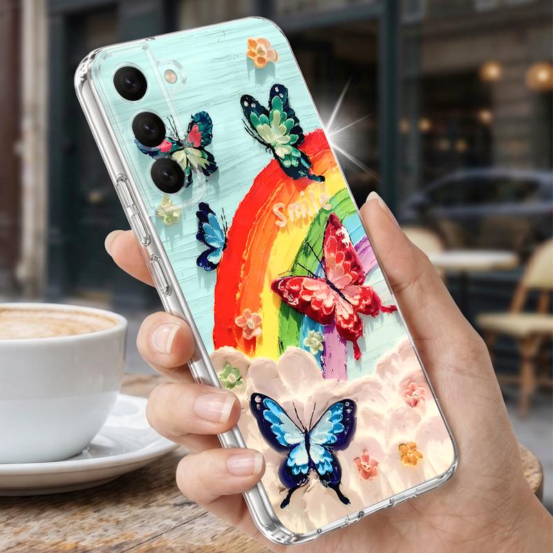 Colorful Butterfly Case For Samsung S26 Ultra S25 FE S24 S23 S22 Plus S21 A15 A25 A35 A55 A16 A26 A36 A56 A17 A37 A57 5G Clear TPU Soft Cover
