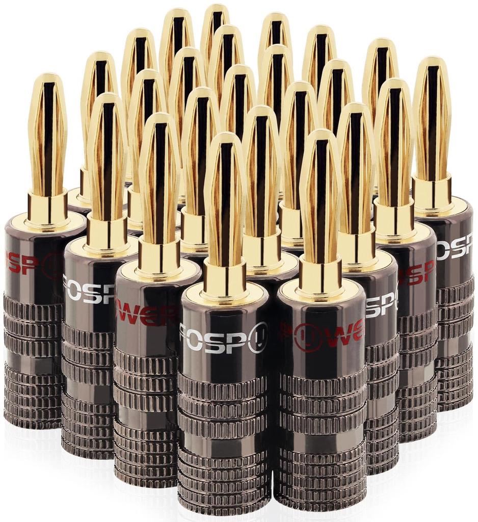 FosPower of 24 12 High Quality Solderless Banana Plug Connector Connection Type 24k Gold Plated Metal Banana Plug Speaker Cable Speaker Wire for Wall
