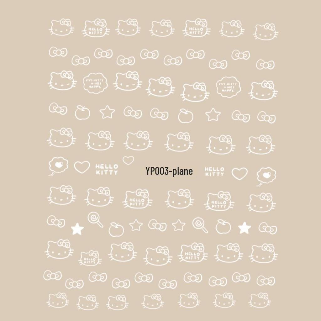 Hello Kitty Cartoon Nail Stickers & Decorations - Embossed Cat Design Ornaments