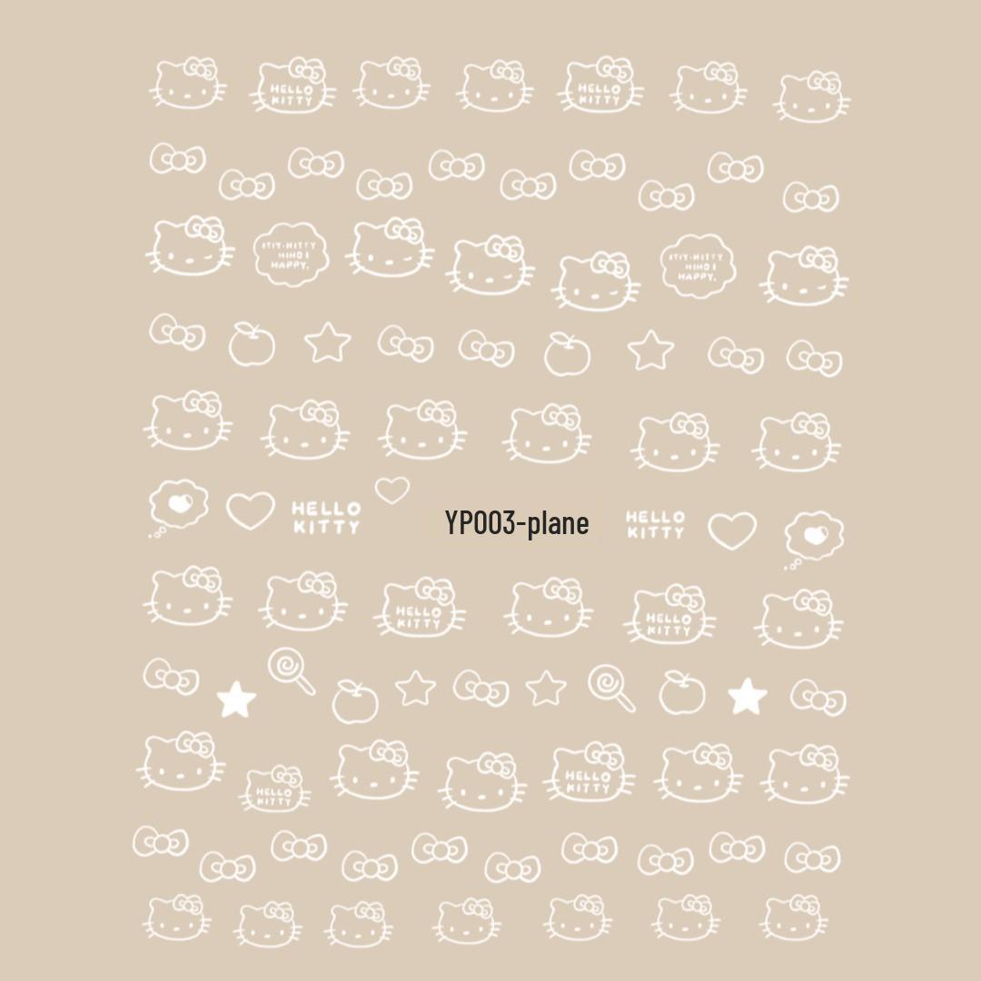 Hello Kitty Cartoon Nail Stickers & Decorations - Embossed Cat Design Ornaments Size【7.2*9.3cm】
