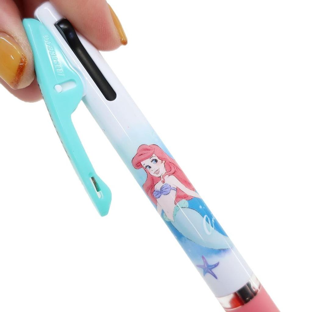 Disney Ariel Ballpoint Jetstream Made In Japan and Name Pen, 3-Color 0.5mm, (Pen Sticker)
