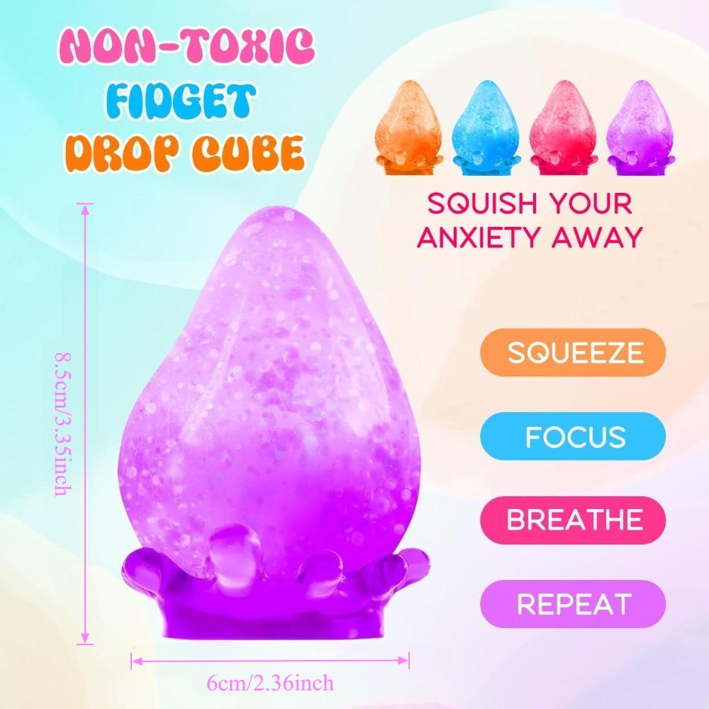 Squishy Tropfen Fidget Spielzeug Stressabbau Sensorisches Spielzeug für Erwachsene Kinder Autismus ADHS, I-Würfel Form Handübung Stressball Geschenke