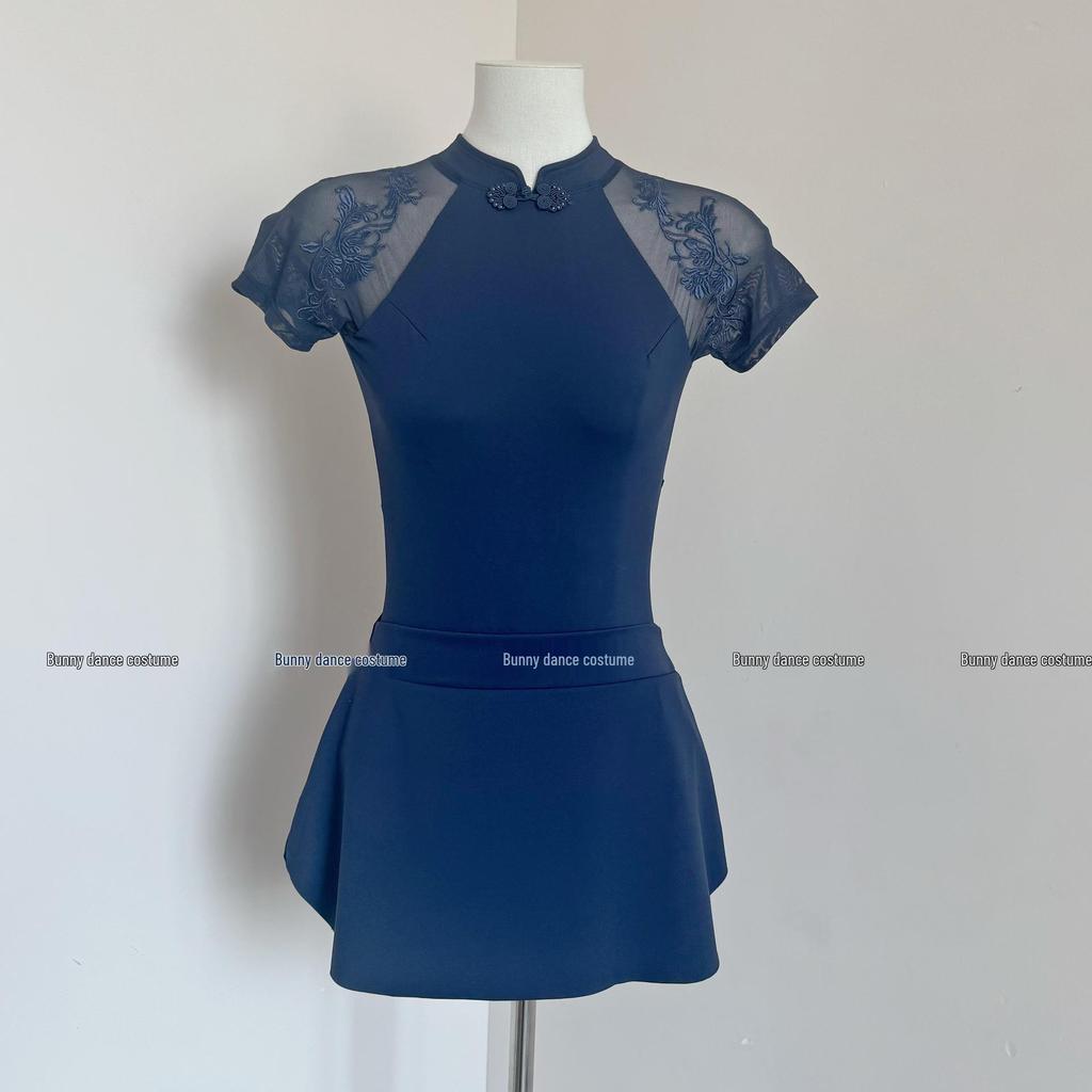 Bonnie Damen Kurzarm Ballett-Trikot - Chinesischer Stehkragen Tanzbekleidung für Erwachsene Gymnastik und Training