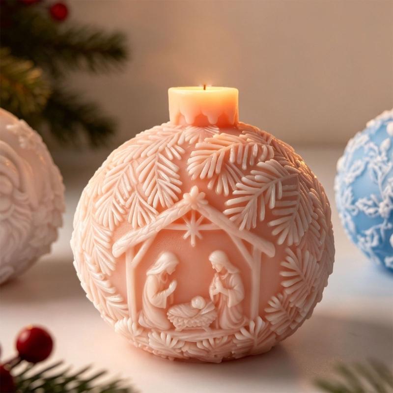 Christmas Crystal Ball Shape Silicone Candle Molds For Resin Casting Making Candle Soap Home Decoration Holiday Present