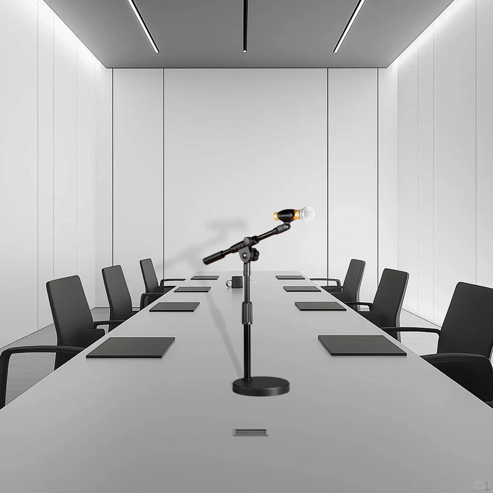 

Desktop Microphone Stand Rack Adjustable Flexible Holder Height 40 to 75 cm Mic with Clip