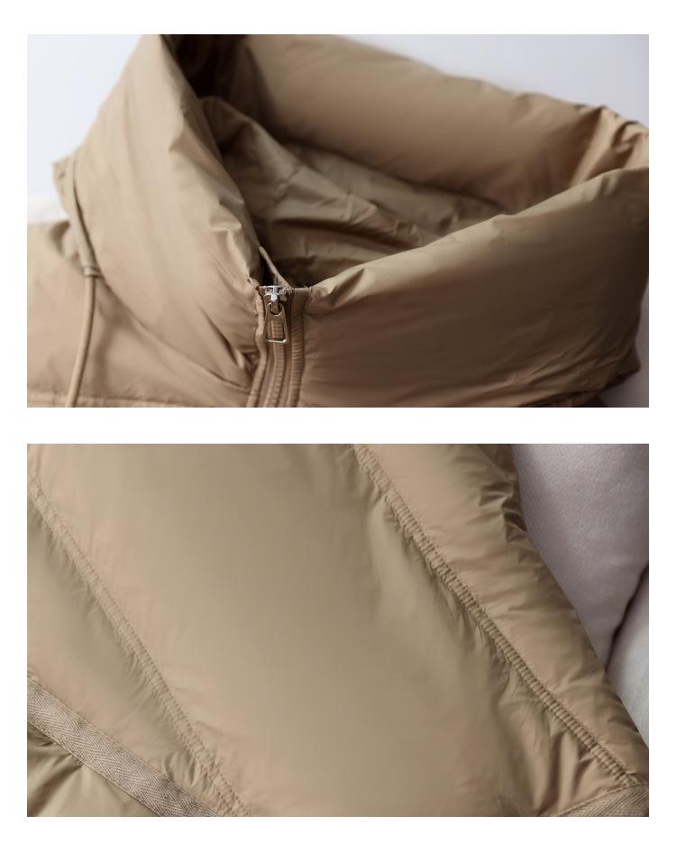 Women's Mid-Length Hooded Patchwork Pendant Down Jacket - Plus Size, Loose Fit, White Duck Down, Autumn/Winter Style
