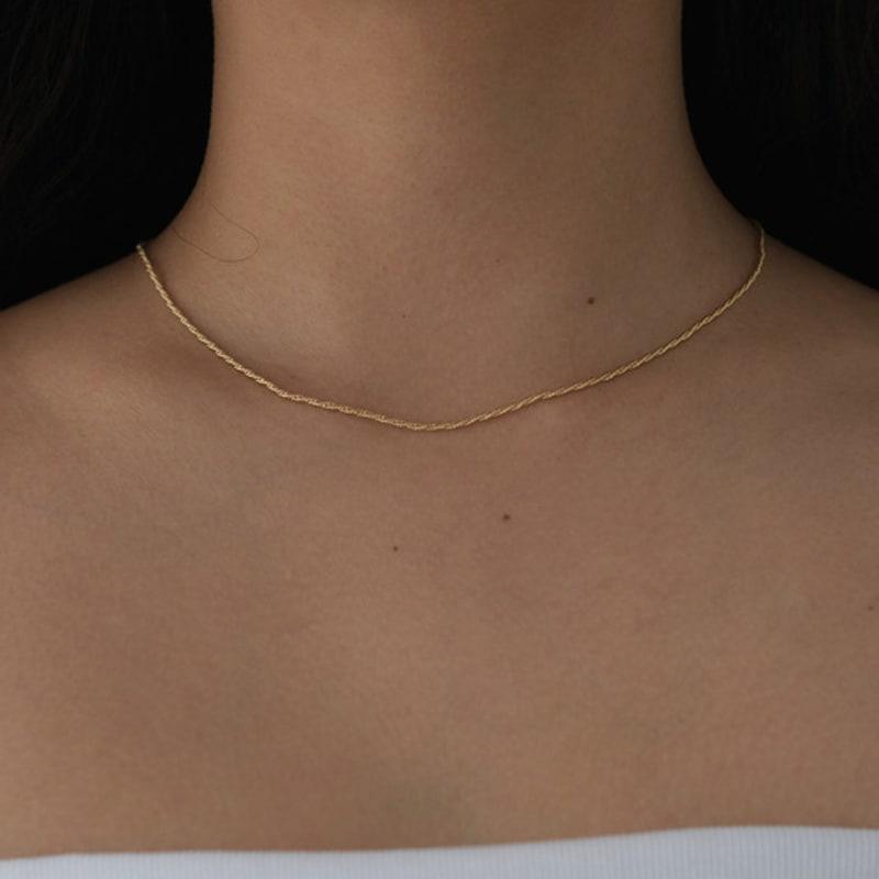 Another Layer Thin Rope Necklace (Silver925)(2color)