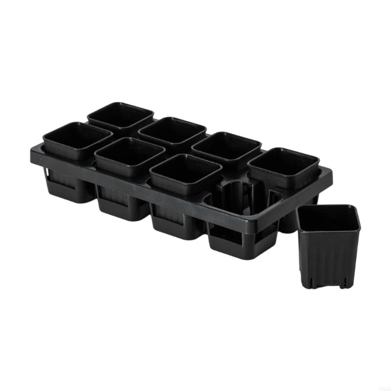 Propagation Tray with Removable Pots, Plastic Nursery Pot Tray Set with Drainage Base for Rooting and Home Gardening Y5GB