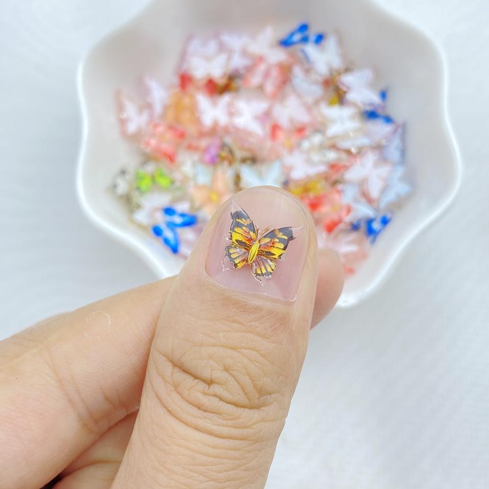 50Pcs New Cute Resin Small Sparkling Butterfly Flat Back Ornament Jewelry Making Manicure Hairwear  Accessories