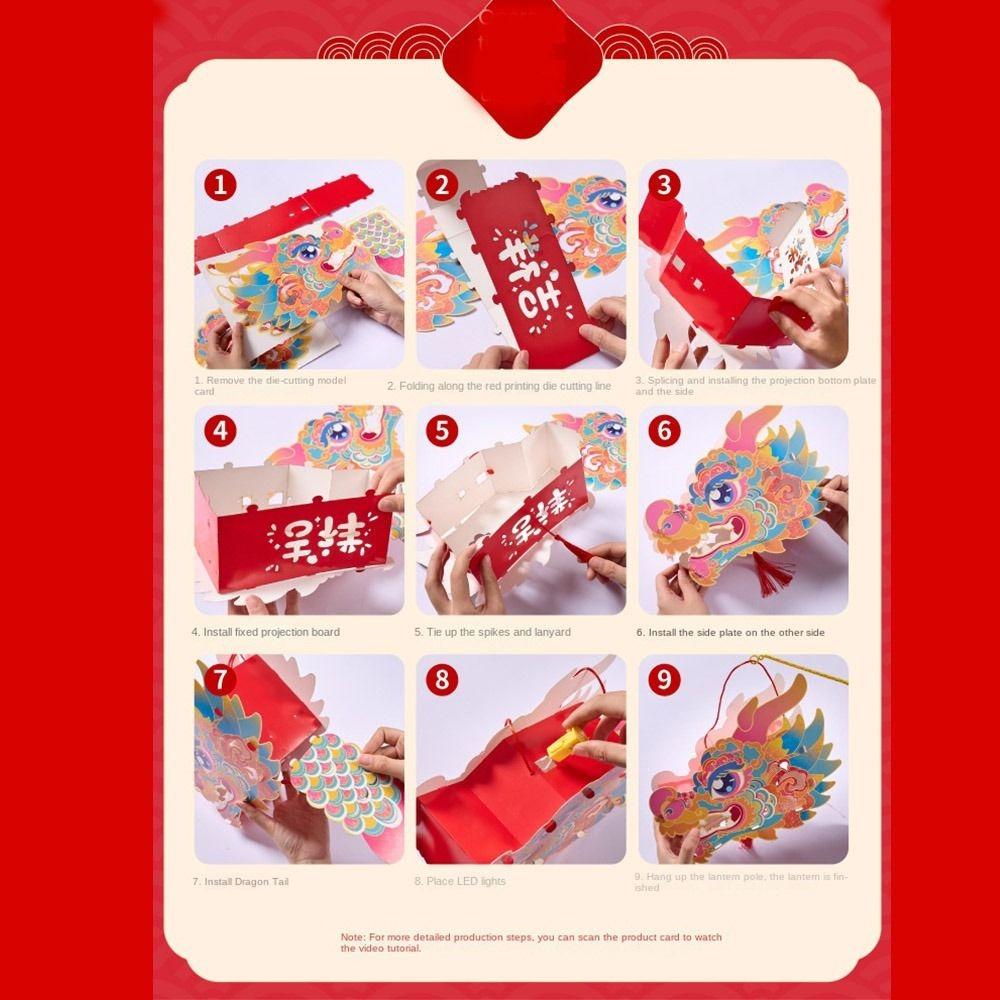 Glowing DIY Lantern Handmade Luminous Handheld Lanterns Portable Dragon Head Lantern  Kids Gifts