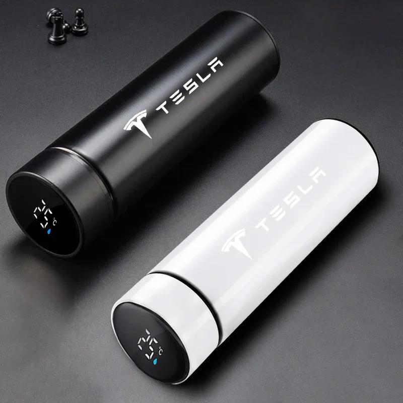 Autoaufkleber Tesla 304 Edelstahl Tragbar Auto smart Thermosflasche mit Temperaturanzeige Für TESLA MODEL X S 3 Y Auto Emb