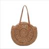 Round Ethnic Style Woven Shoulder Bag - Hollow Paper Rope Tote for Summer Beach and Commute