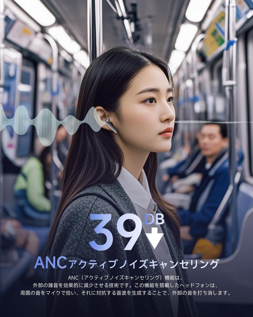 EUQQ Bluetooth Wireless Earbuds with Balanced Sound Bluetooth Full LED Noise Sound Perfect for Web and More 2-in-1 Quality, ANC+Transparency Mode,