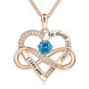 Cross-Border New Style Micro-Inlaid Zircon Infinite Heart-Shaped Copper Link Chain Necklace Twelve Birthstone Pendant Fashion