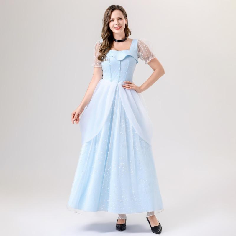 

Adult Ladies Dress Sandy Princess Cinderella Cosplay Out Light Blue Costume S/M