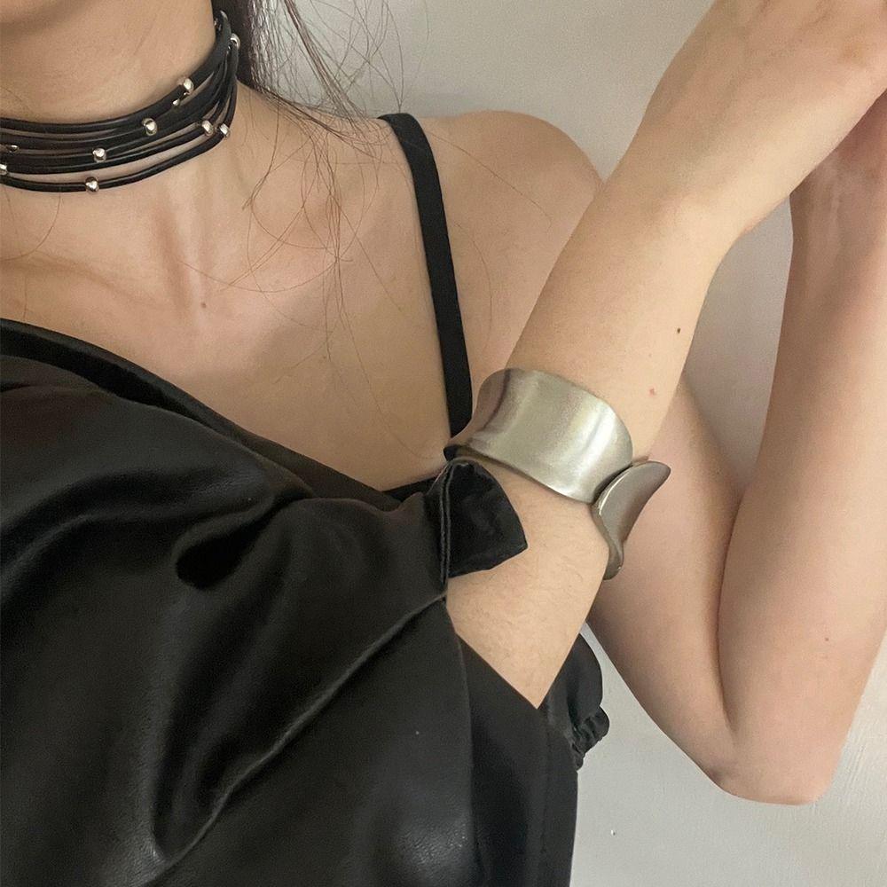 Metal Irregular Wide Open Bangle Europe American Style Cuff Bangles Simple   Decoration