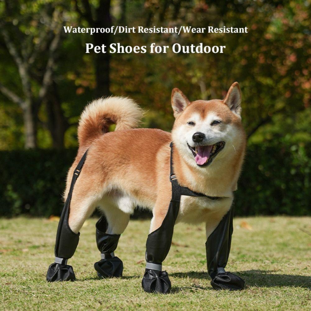 Ajustable Dogs Pet Booties Anti-Slip Outdoor Rain Boots for Puppy Medium Large Dogs