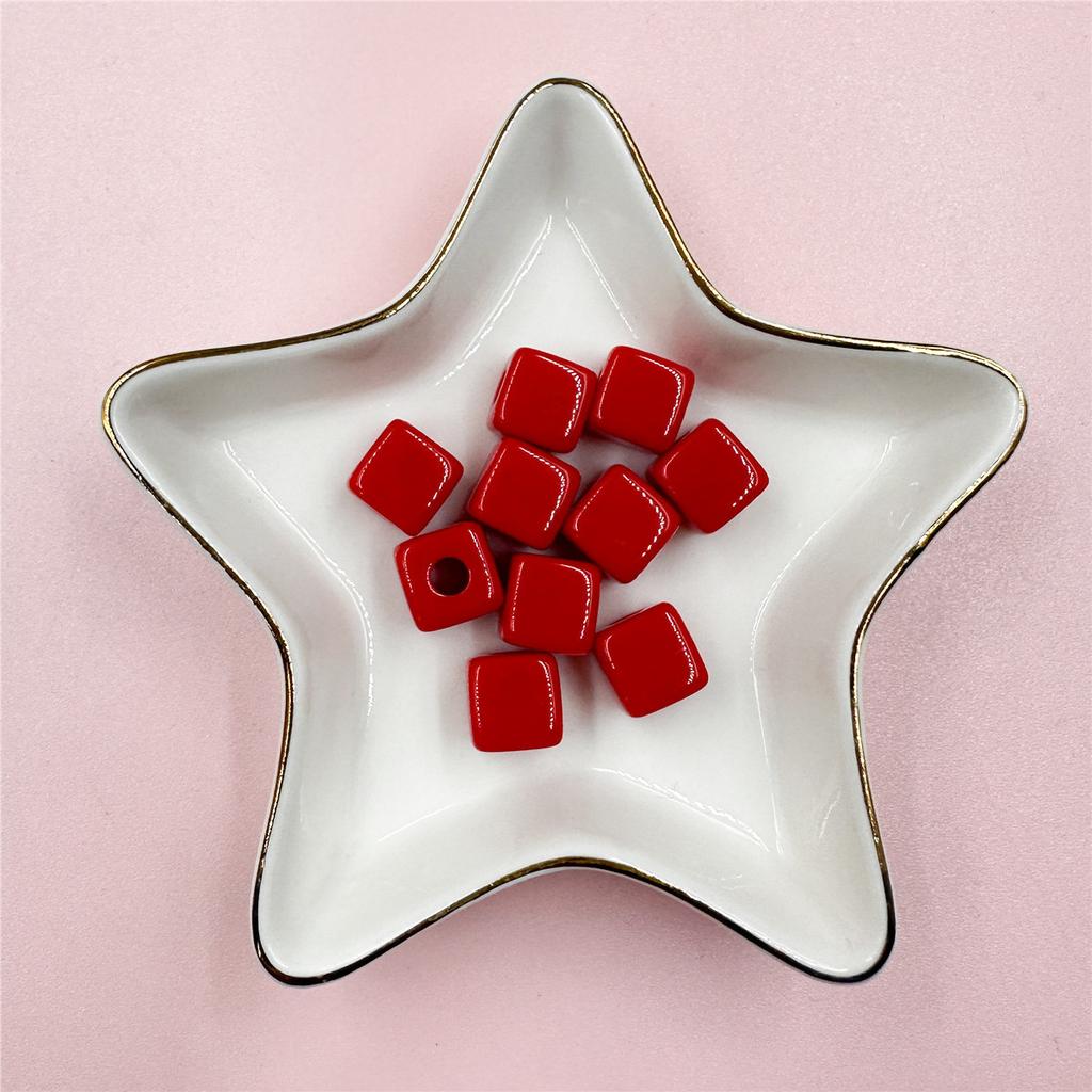 50Pcs Candy Color 10mm Square Shape For Jewelry Making Acrylic Spacer Beads Beaded Materials Jewelry