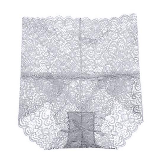 Women Panties High Waist Lace Thin Hollow Out See-through Flower Embroidery Elastic Soft