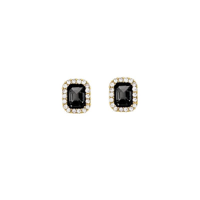 Black flash diamond stud earrings female French niche earrings classic Internet celebrity same earrings