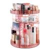 Large Capacity Acrylic Makeup Box with Rotating and Diamond Perfect for Cosmetics and A Gift for Women Pink Diamond Pattern Dividers, 360° Design,