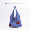 Borsa lavorata a maglia estiva versatile borsa da shopping di grande capacità borsa intrecciata semplice borsa a spalla da donna a rete traforata