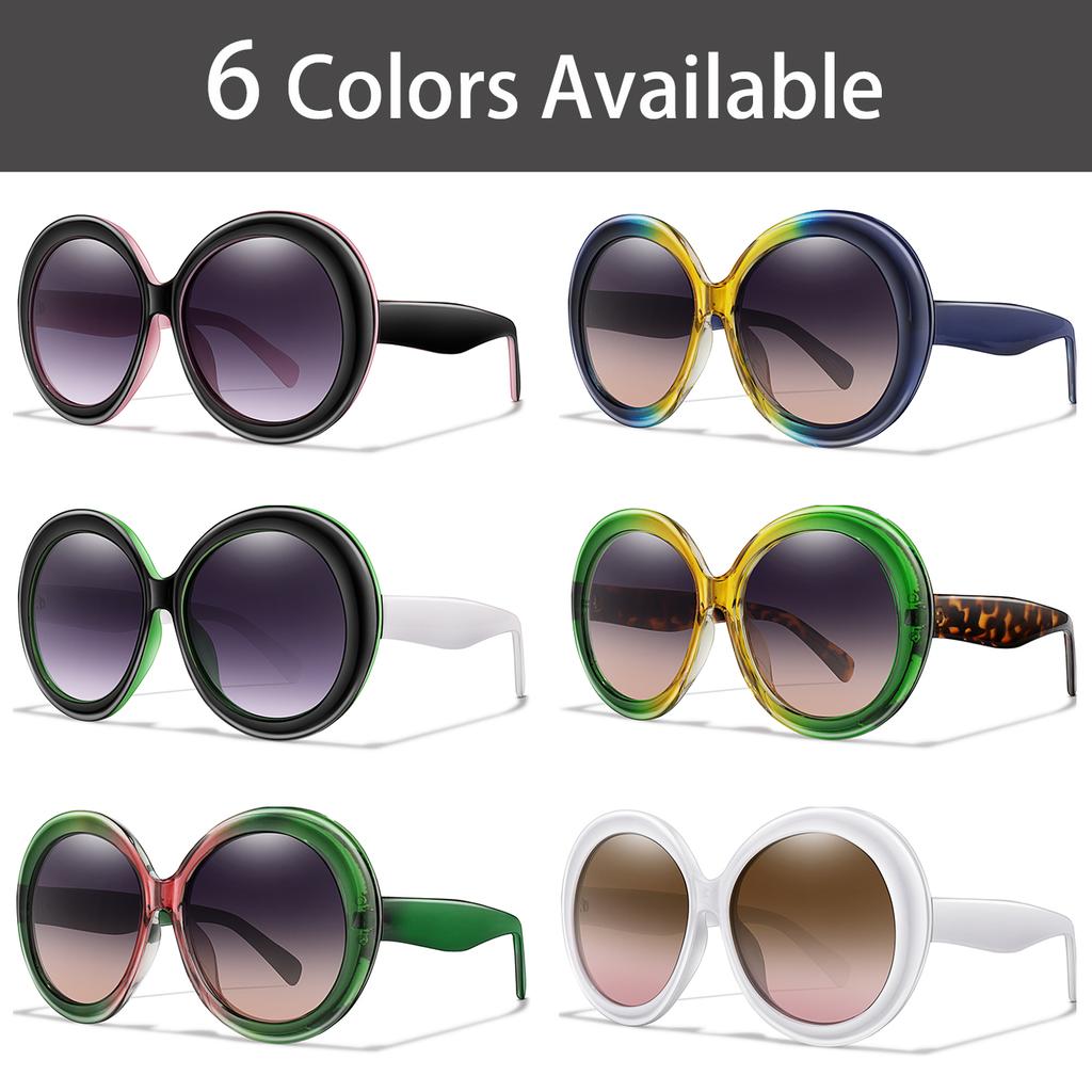 Retro Big Round Unisex Frame Sunglasses Lady Oversized Fashionable Street View Sunglasses Beach Resort Driving Sunglasses UV400