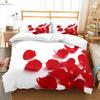 Vintage Wine Red Rose Print Quilt Cover Bedding Set Quilt Cover Pillowcase Romantic Valentine's Day Gift Three-Piece Set